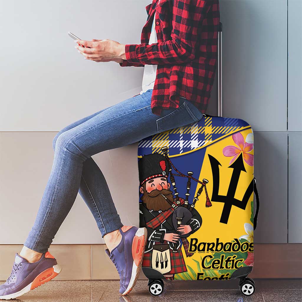 Barbados Celtic 2025 Festival Luggage Cover Scottish Man With Bagpipes LT14