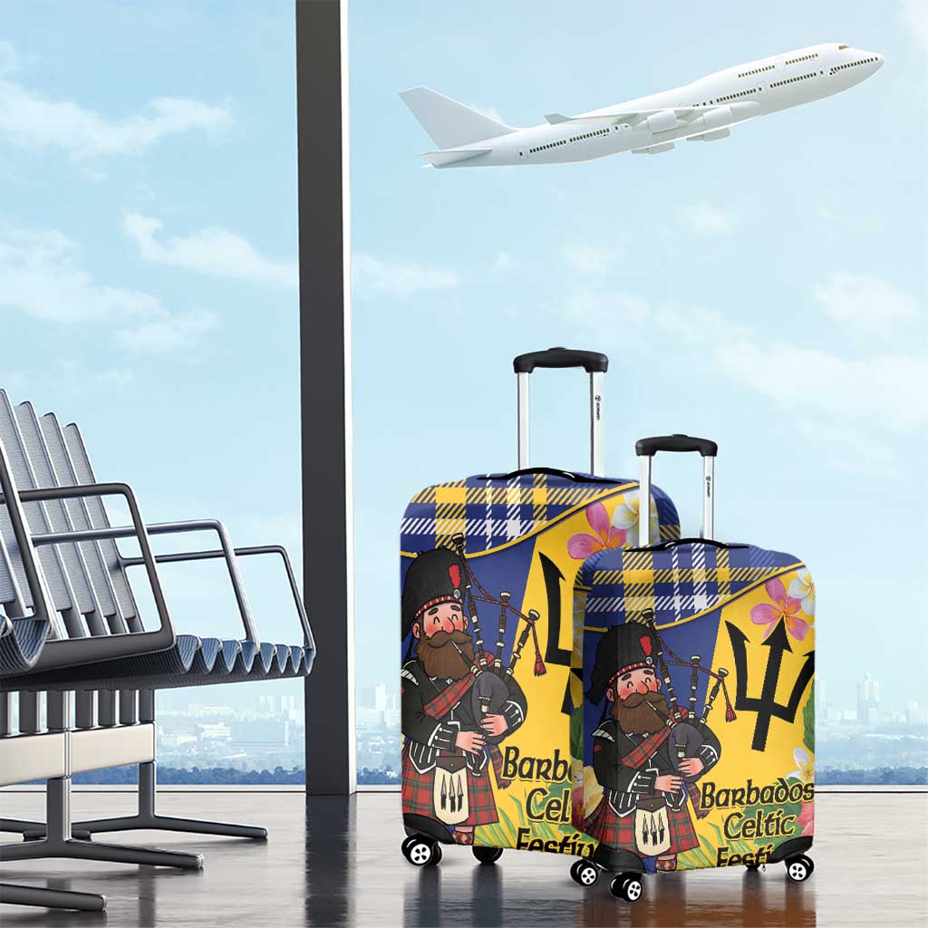 Barbados Celtic 2025 Festival Luggage Cover Scottish Man With Bagpipes LT14