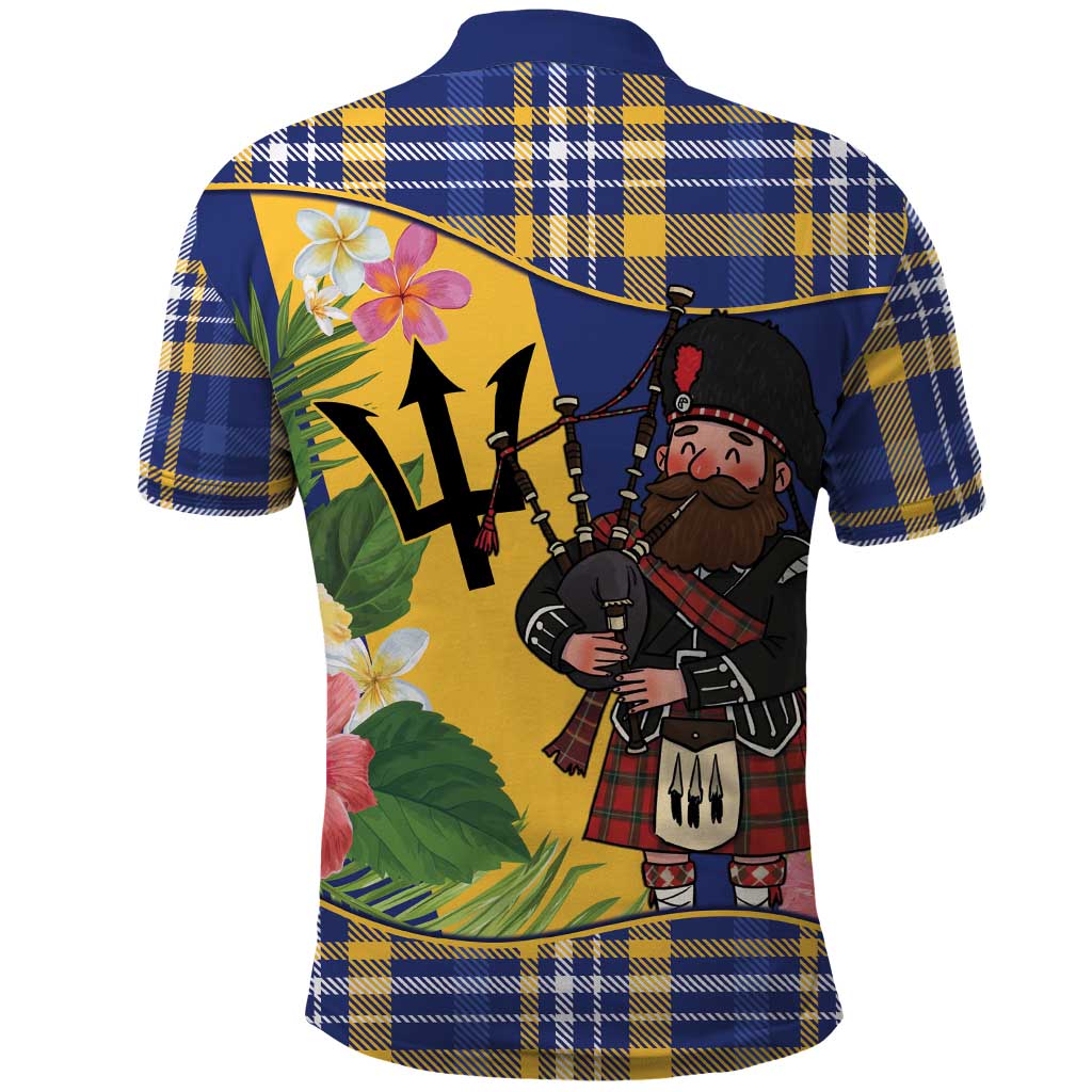Barbados Celtic 2025 Festival Polo Shirt Scottish Man With Bagpipes LT14
