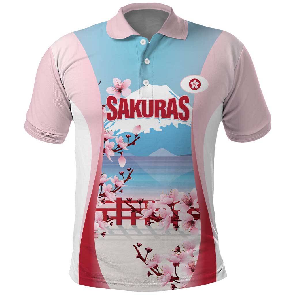 Japan Rugby Custom Polo Shirt Go Sakuras Japanese Mount Fuji LT14