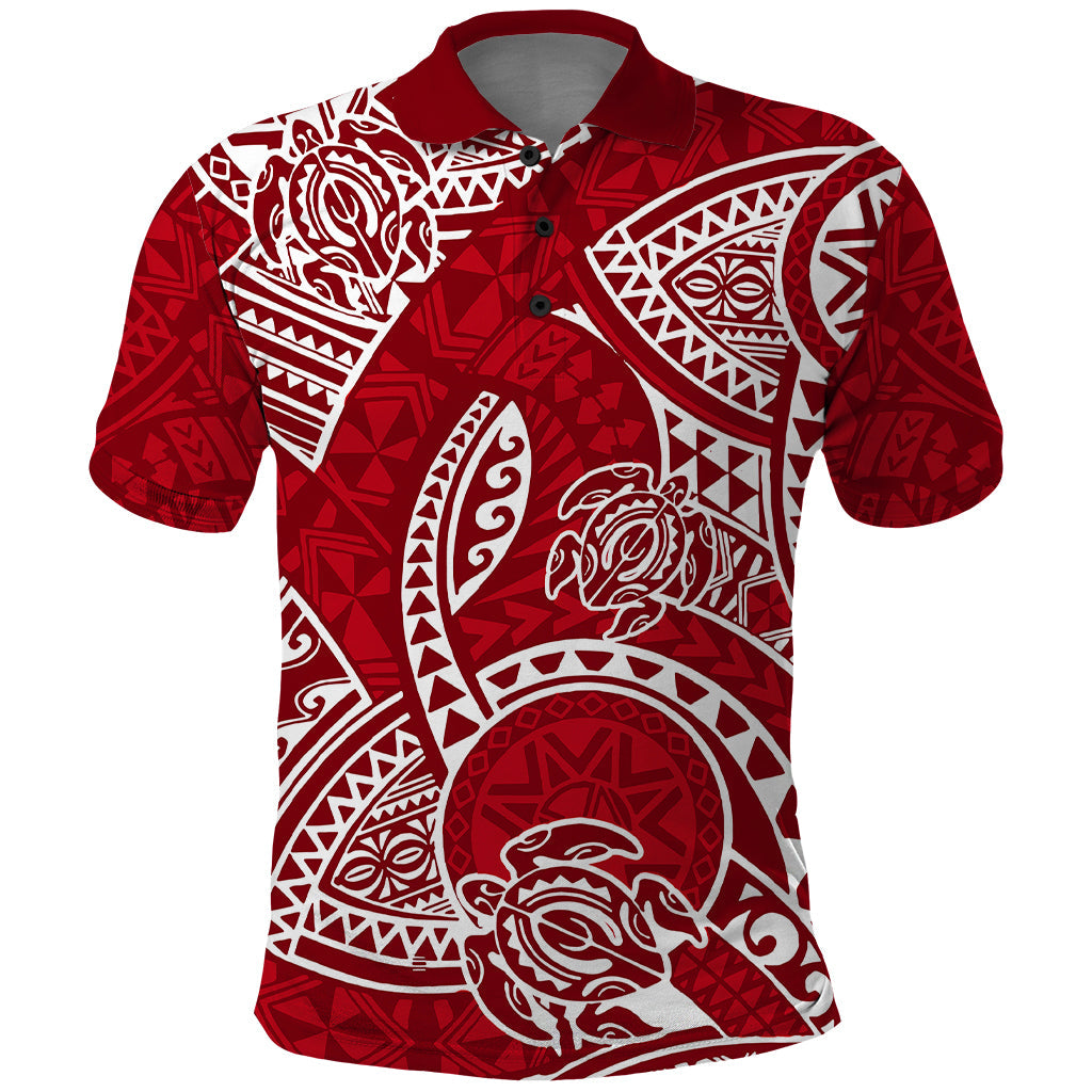 Polynesian Pride Hawaii Polo Shirt Hawaiian Tribal Honu Red Version LT14