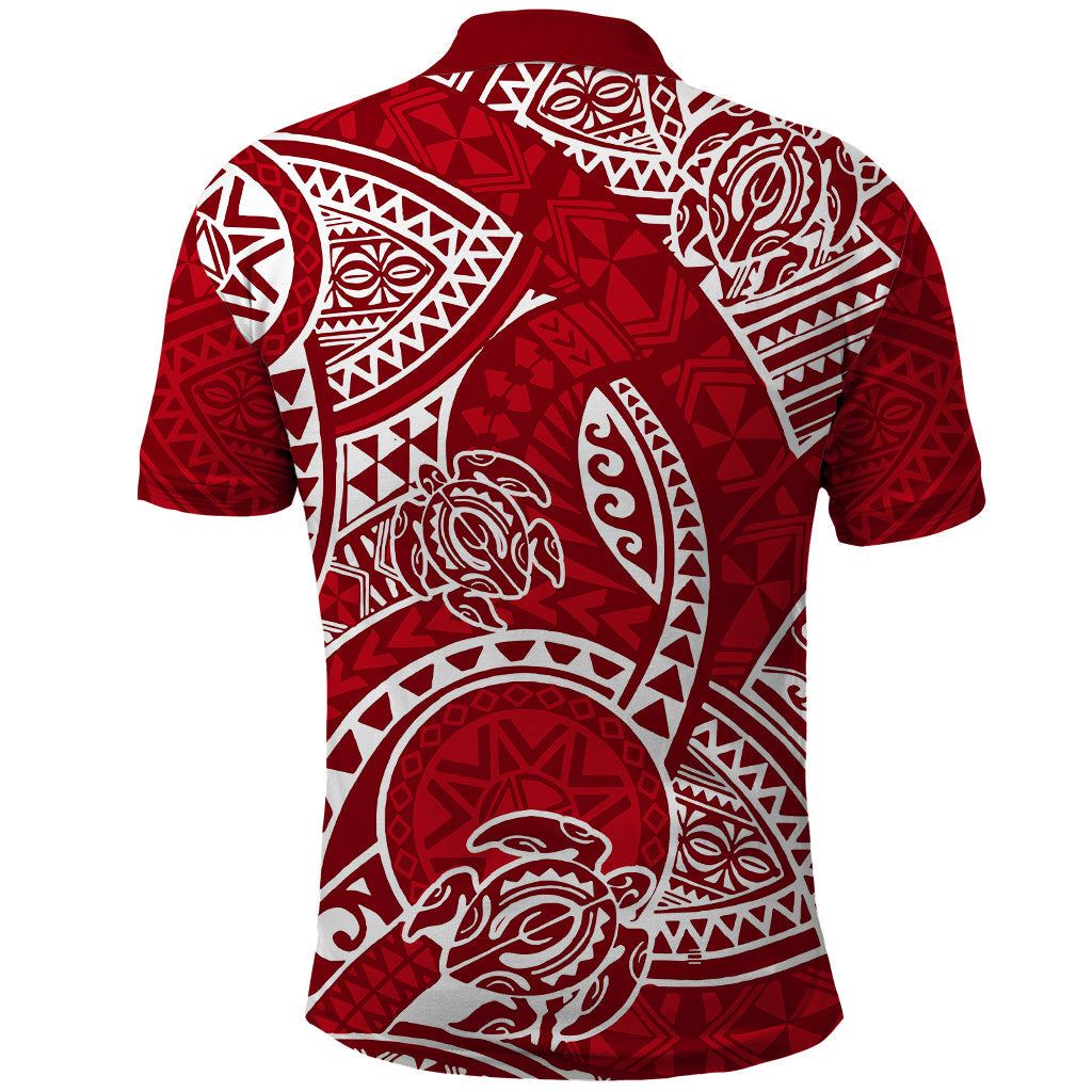 Polynesian Pride Hawaii Polo Shirt Hawaiian Tribal Honu Red Version LT14