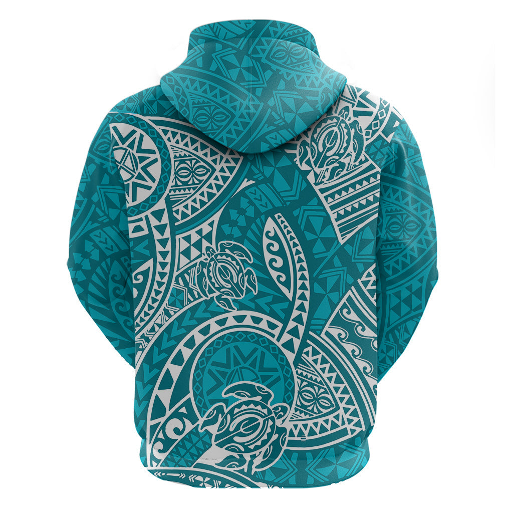 Polynesian Pride Hawaii Hoodie Hawaiian Tribal Honu Turquoise Version LT14