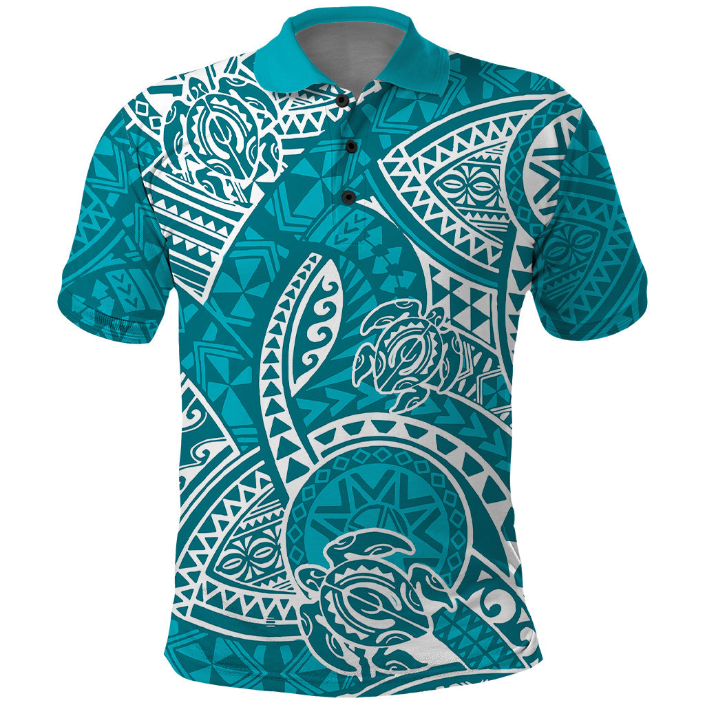 Polynesian Pride Hawaii Polo Shirt Hawaiian Tribal Honu Turquoise Version LT14