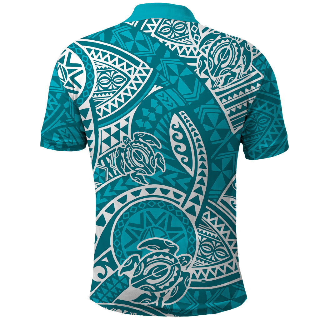 Polynesian Pride Hawaii Polo Shirt Hawaiian Tribal Honu Turquoise Version LT14