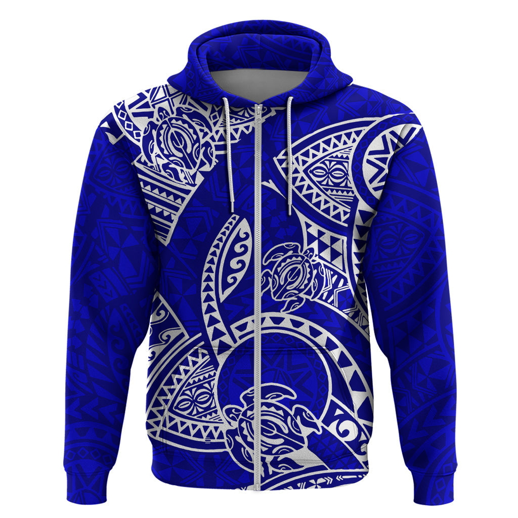 Polynesian Pride Hawaii Hoodie Hawaiian Tribal Honu Blue Version LT14