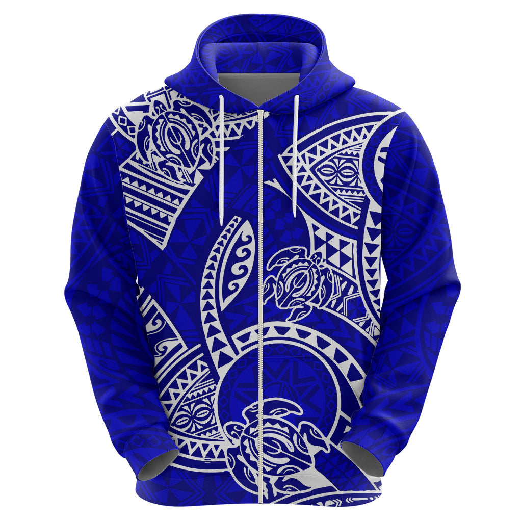 Polynesian Pride Hawaii Hoodie Hawaiian Tribal Honu Blue Version LT14