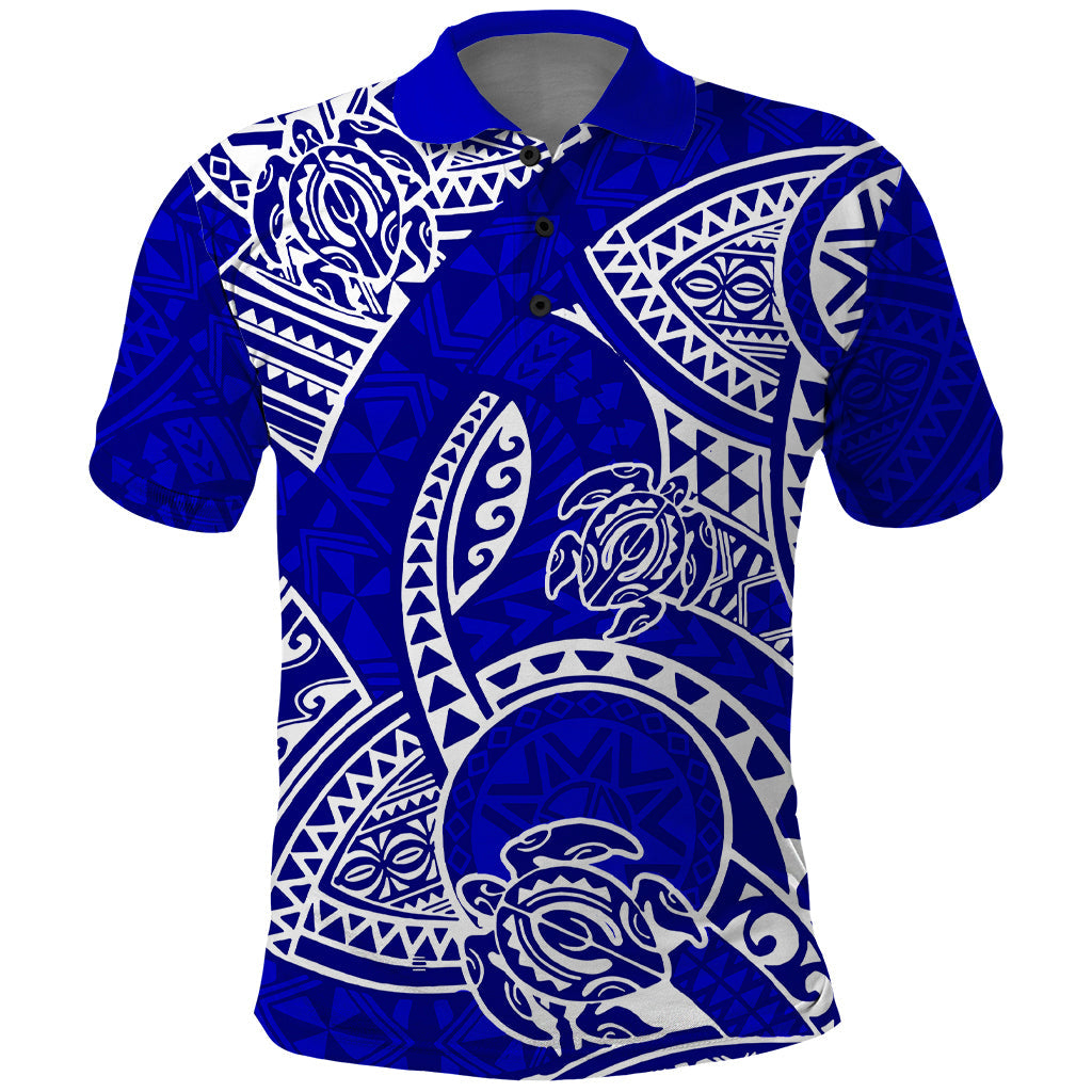 Polynesian Pride Hawaii Polo Shirt Hawaiian Tribal Honu Blue Version LT14