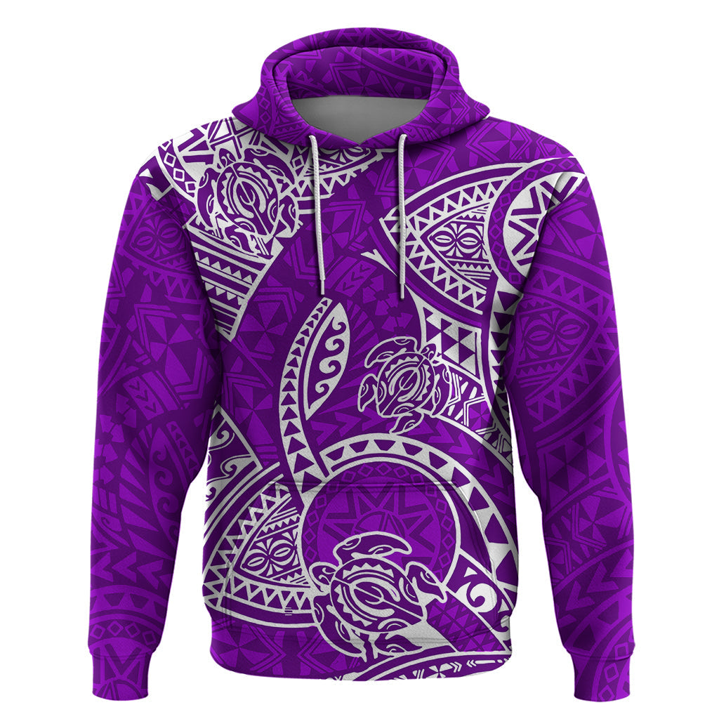 Polynesian Pride Hawaii Hoodie Hawaiian Tribal Honu Purple Version LT14