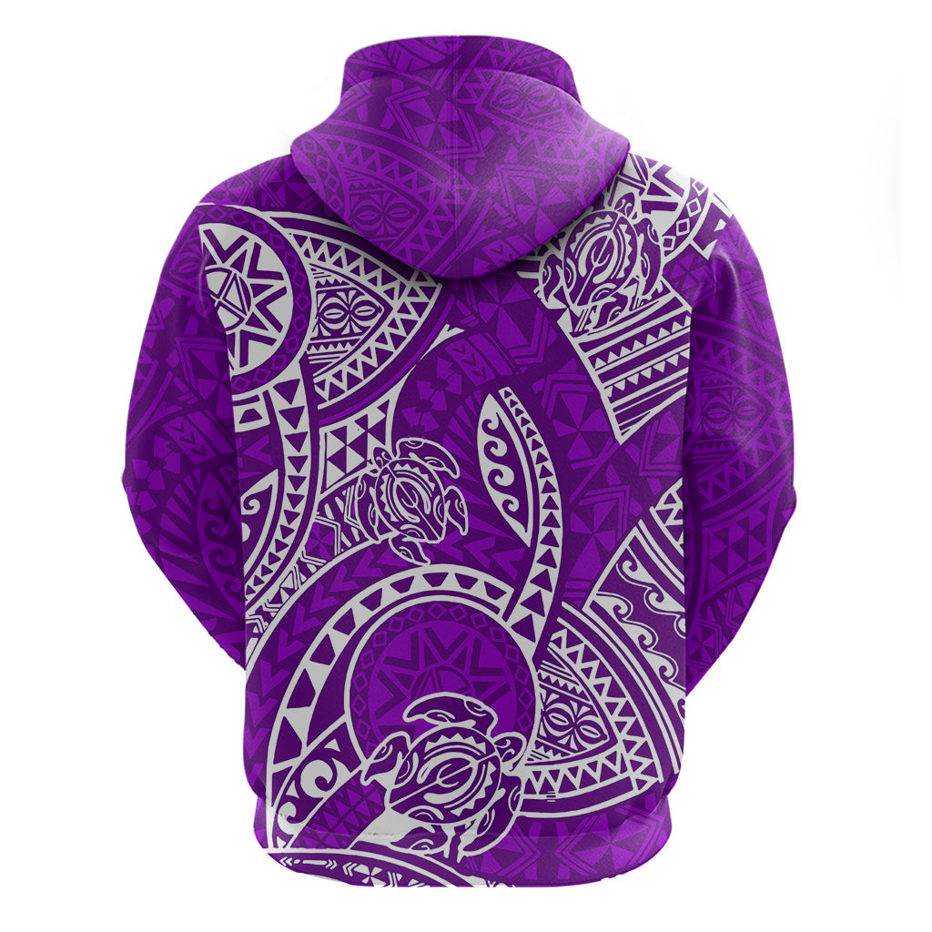 Polynesian Pride Hawaii Hoodie Hawaiian Tribal Honu Purple Version LT14