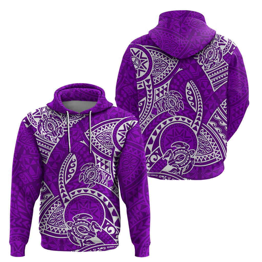 Polynesian Pride Hawaii Hoodie Hawaiian Tribal Honu Purple Version LT14