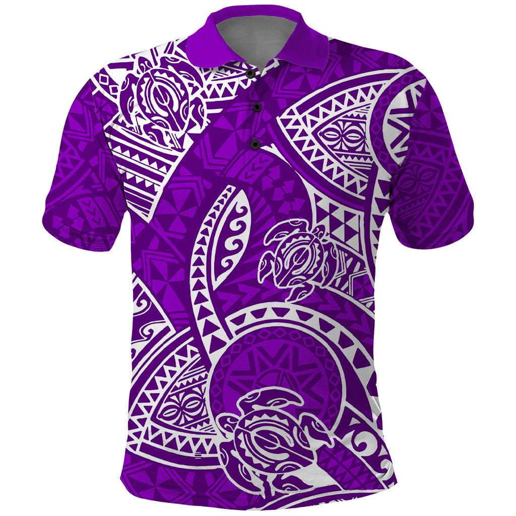 Polynesian Pride Hawaii Polo Shirt Hawaiian Tribal Honu Purple Version LT14