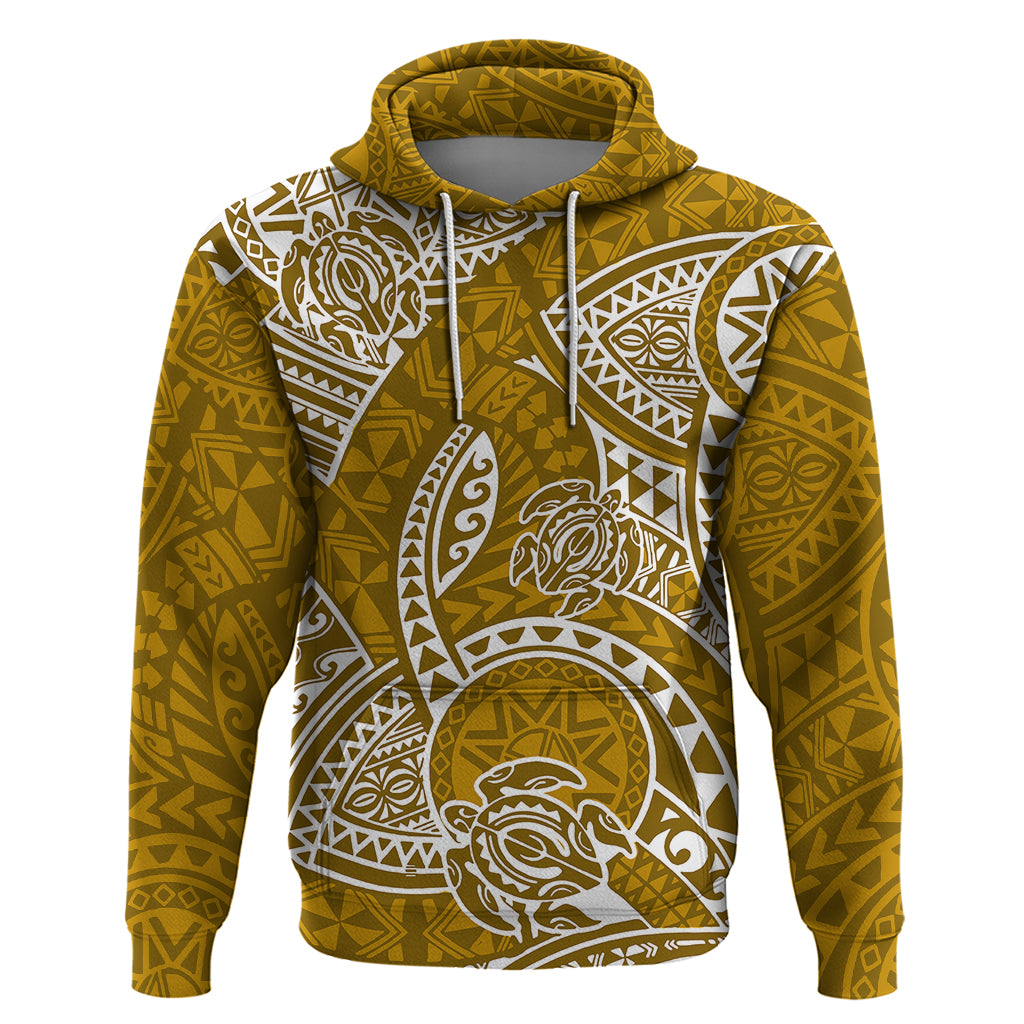 Polynesian Pride Hawaii Hoodie Hawaiian Tribal Honu Gold Version LT14