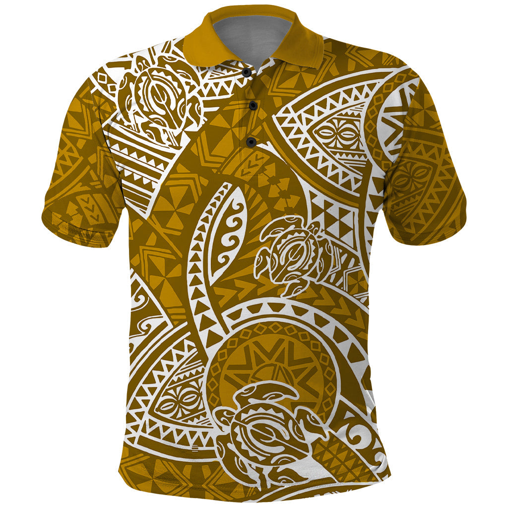 Polynesian Pride Hawaii Polo Shirt Hawaiian Tribal Honu Gold Version LT14