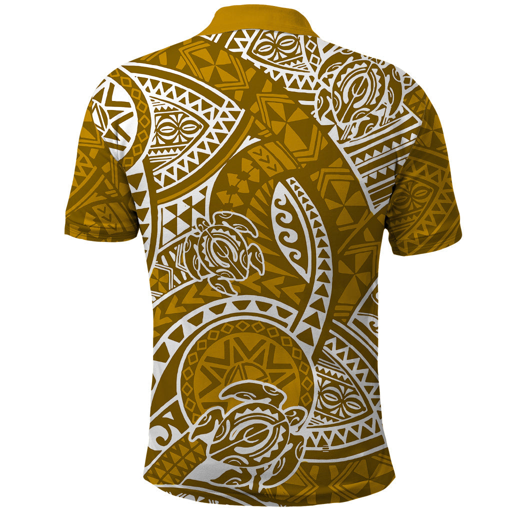 Polynesian Pride Hawaii Polo Shirt Hawaiian Tribal Honu Gold Version LT14