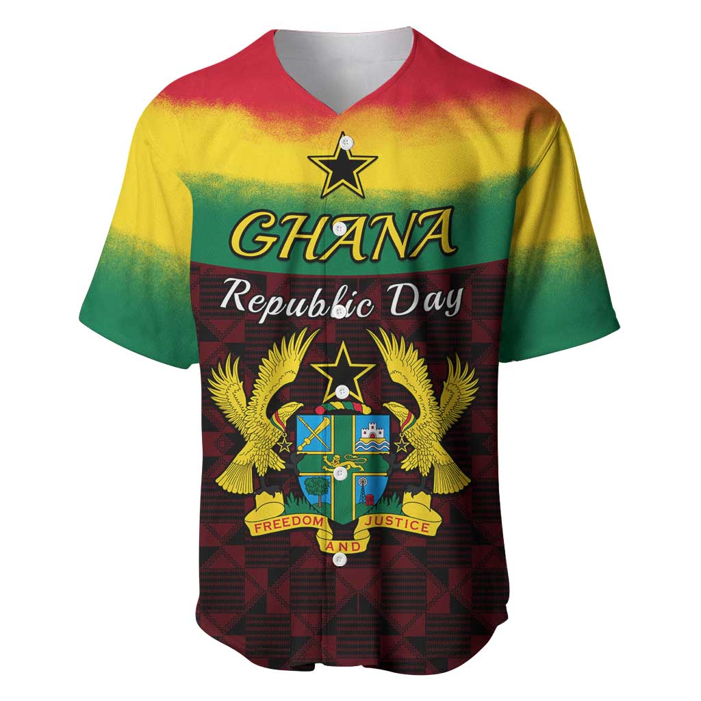 Personalised 1 July Ghana Republic Day Baseball Jersey African Pattern Mix Flag Unique Style LT14