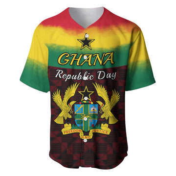 Personalised 1 July Ghana Republic Day Baseball Jersey African Pattern Mix Flag Unique Style LT14