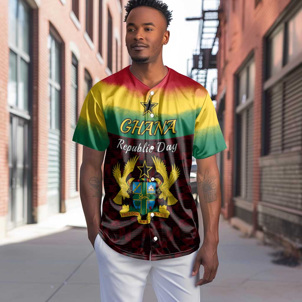 Personalised 1 July Ghana Republic Day Baseball Jersey African Pattern Mix Flag Unique Style LT14