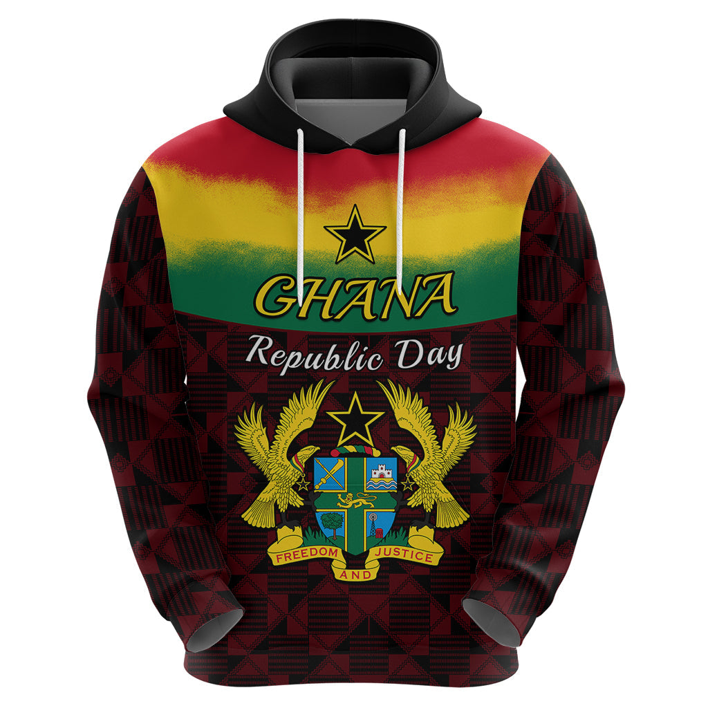 Personalised 1 July Ghana Republic Day Hoodie African Pattern Mix Flag Unique Style LT14