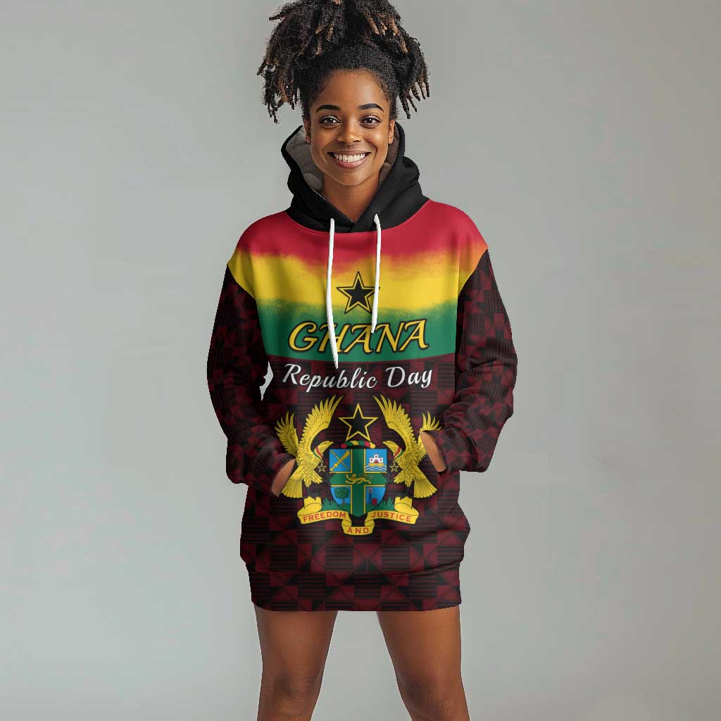 Personalised 1 July Ghana Republic Day Hoodie Dress African Pattern Mix Flag Unique Style LT14