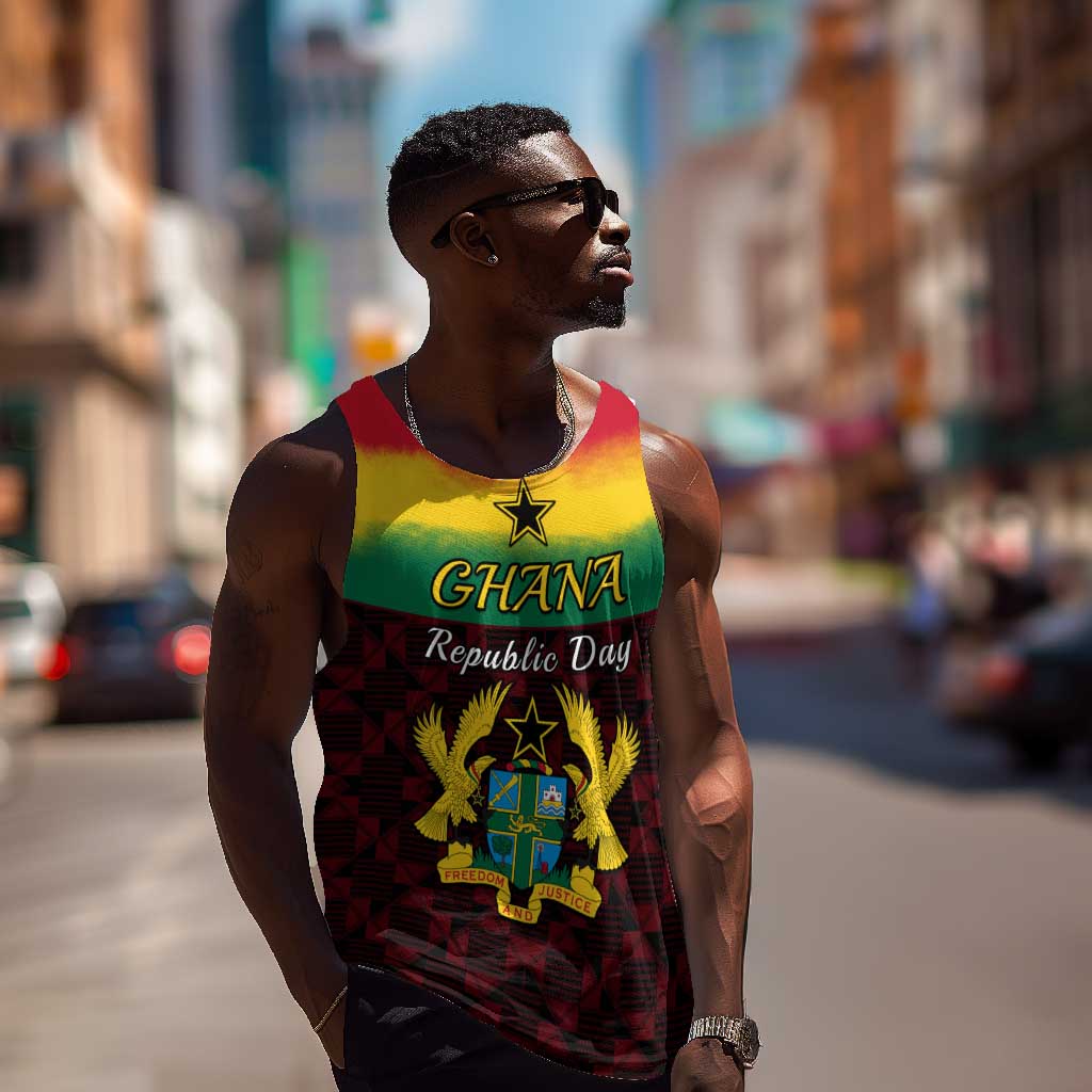 Personalised 1 July Ghana Republic Day Men Tank Top African Pattern Mix Flag Unique Style LT14