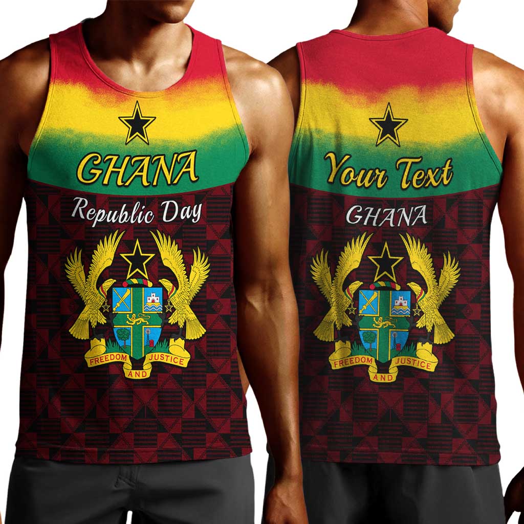 Personalised 1 July Ghana Republic Day Men Tank Top African Pattern Mix Flag Unique Style LT14