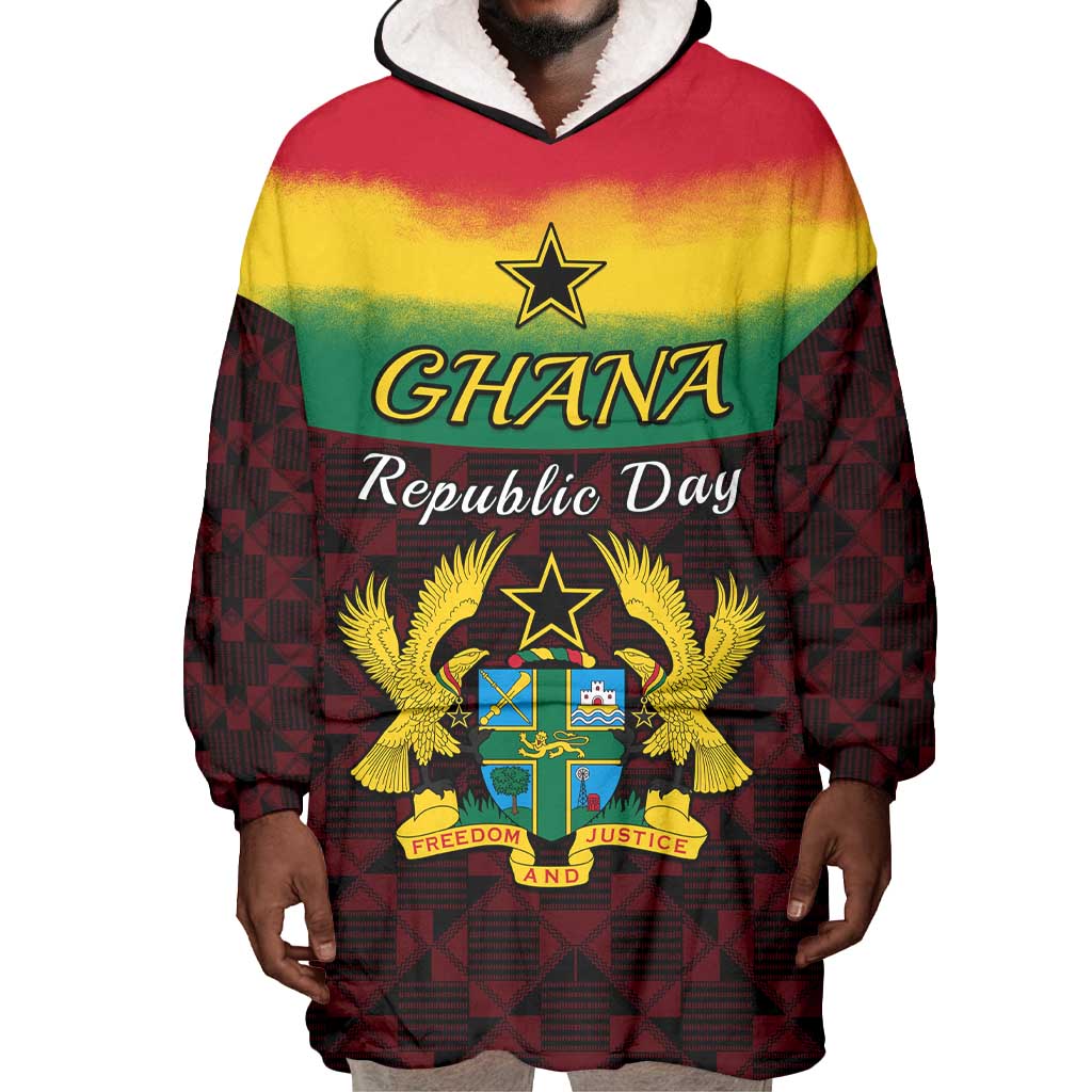 Personalised 1 July Ghana Republic Day Wearable Blanket Hoodie African Pattern Mix Flag Unique Style LT14