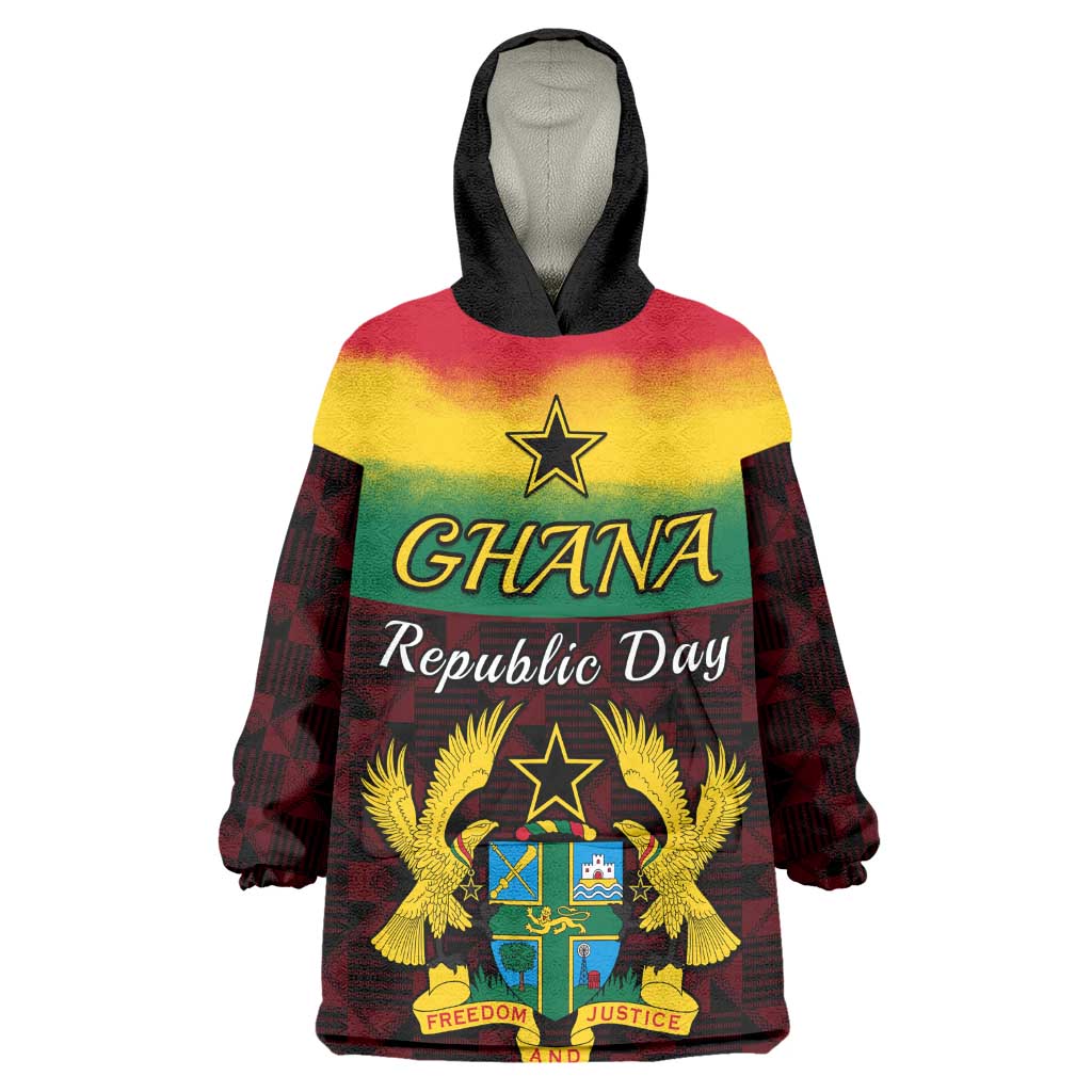 Personalised 1 July Ghana Republic Day Wearable Blanket Hoodie African Pattern Mix Flag Unique Style LT14