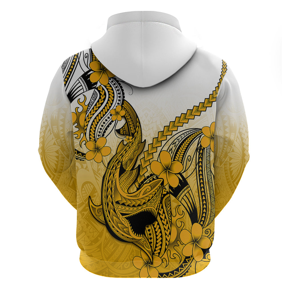 Hawaii Hoodie Polynesian Shark Tattoo With Plumeria Gold Gradient LT14