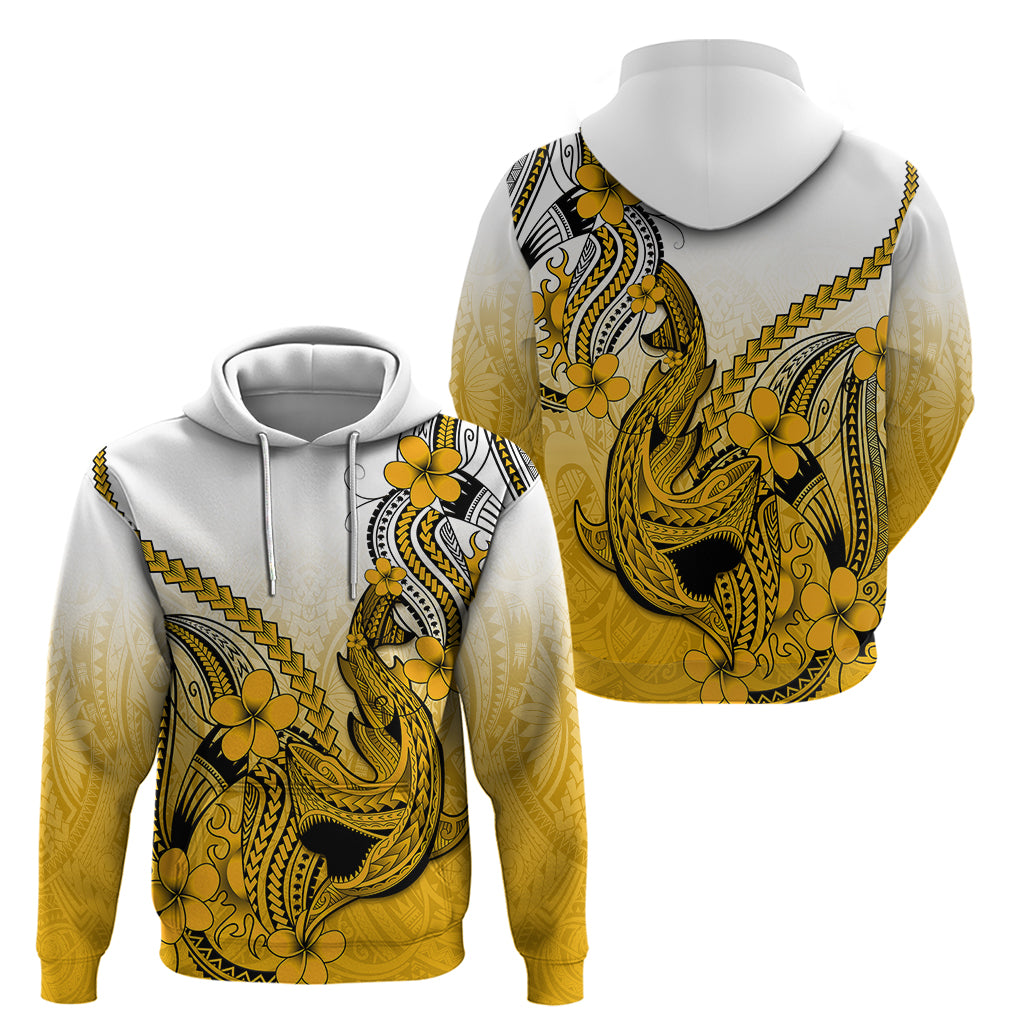 Hawaii Hoodie Polynesian Shark Tattoo With Plumeria Gold Gradient LT14