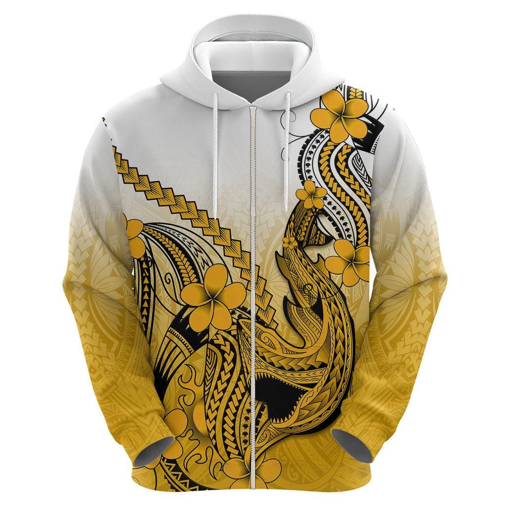 Hawaii Hoodie Polynesian Shark Tattoo With Plumeria Gold Gradient LT14