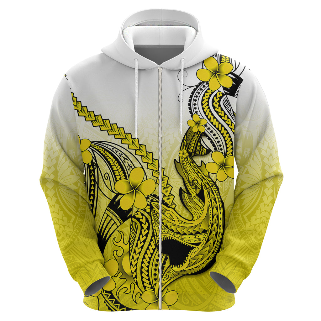 Hawaii Hoodie Polynesian Shark Tattoo With Plumeria Yellow Gradient LT14