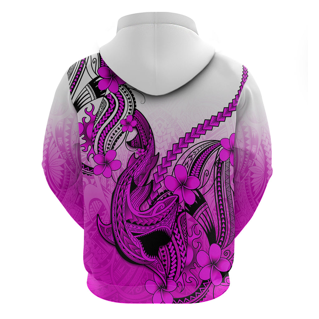 Hawaii Hoodie Polynesian Shark Tattoo With Plumeria Pink Gradient LT14