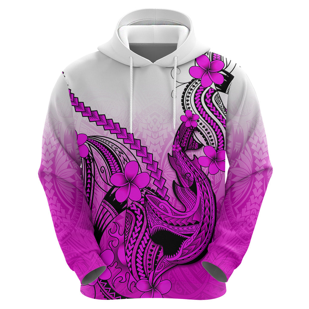 Hawaii Hoodie Polynesian Shark Tattoo With Plumeria Pink Gradient LT14