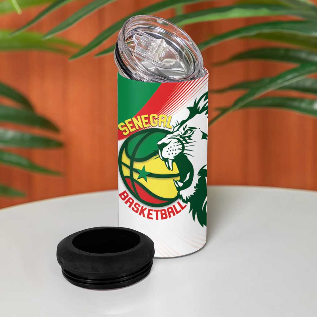 Afro Basketball Custom Senegal 4 in 1 Can Cooler Tumbler Come On Lions LT14