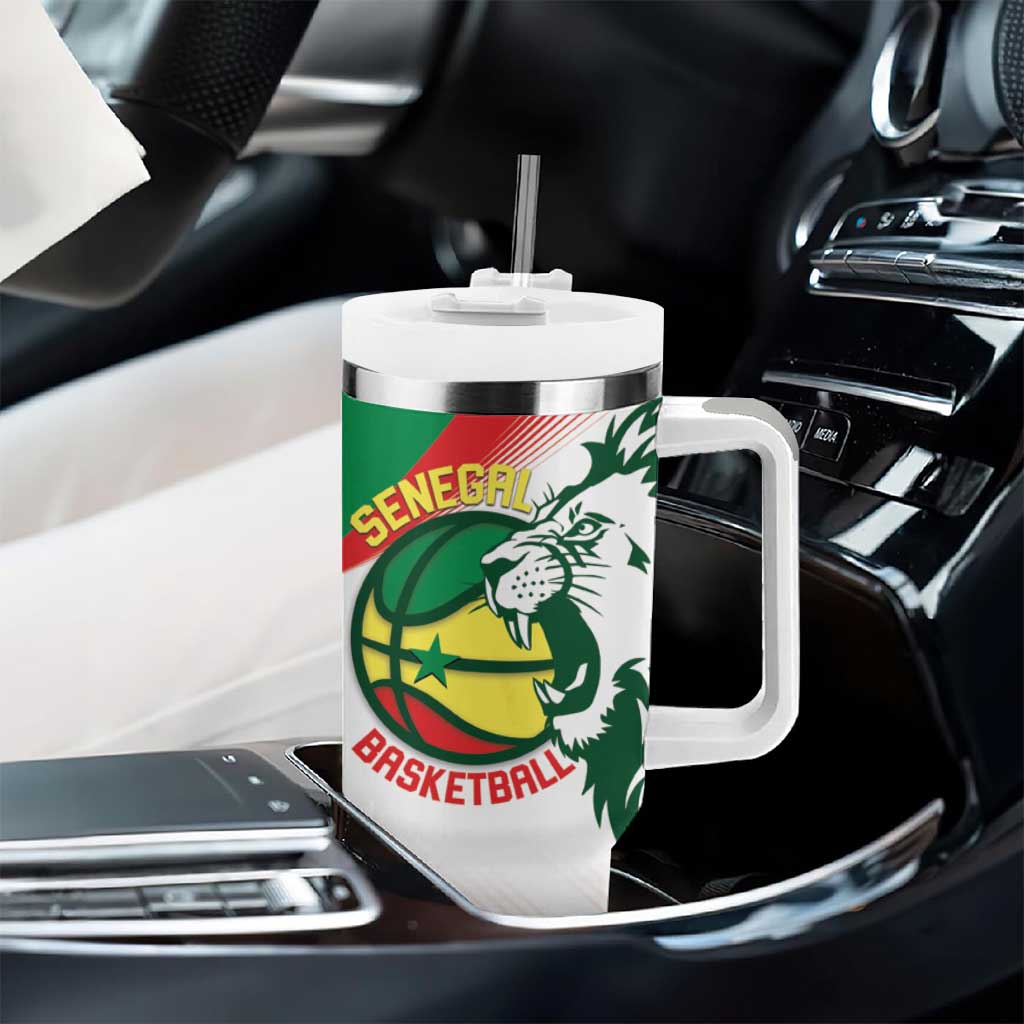 Afro Basketball Custom Senegal Tumbler With Handle Come On Lions LT14