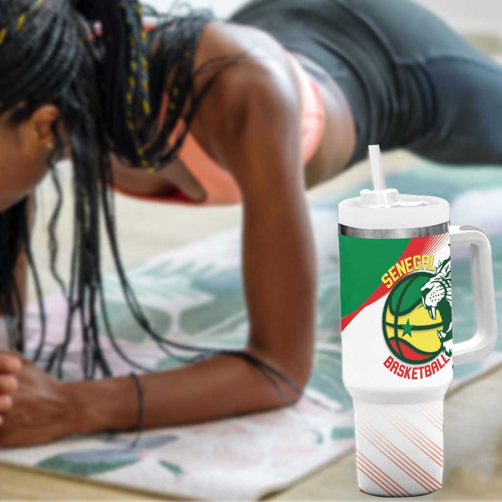 Afro Basketball Custom Senegal Tumbler With Handle Come On Lions LT14