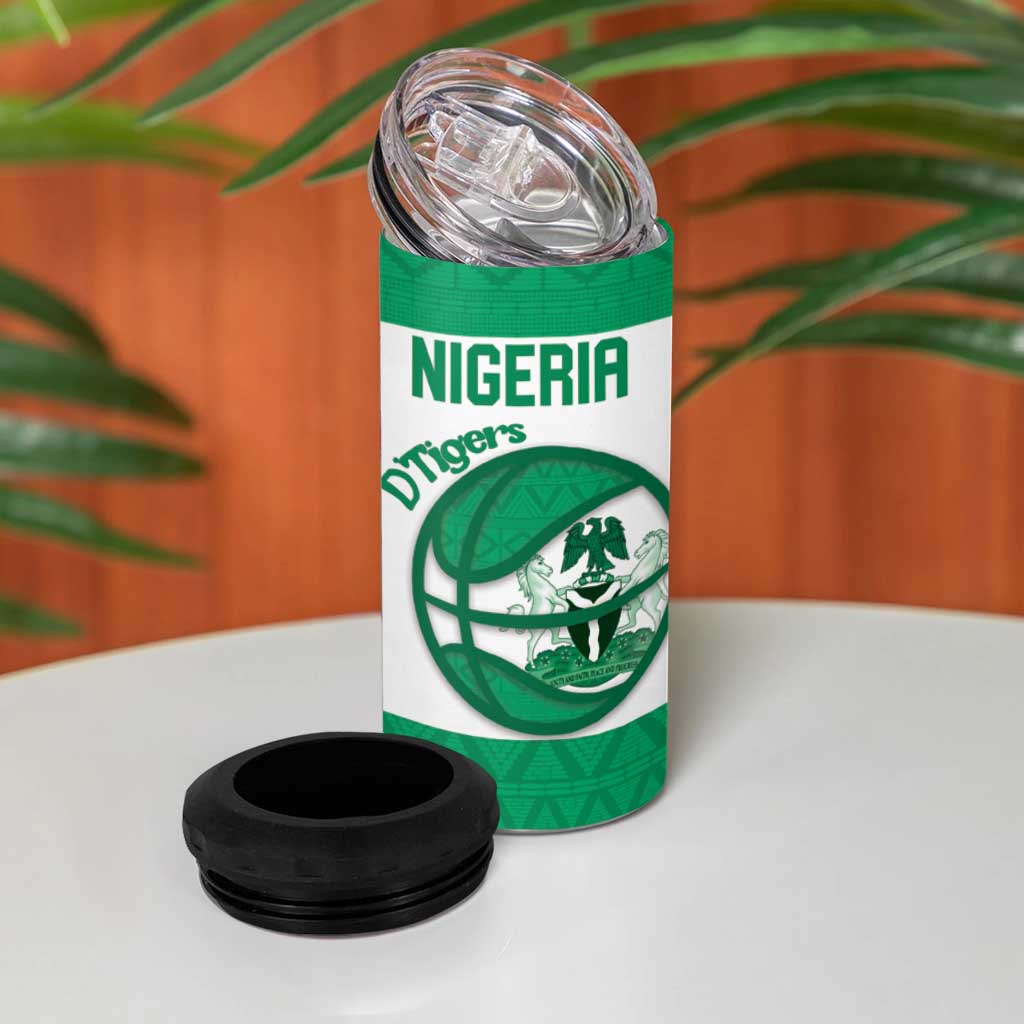 Afro Basketball Custom Nigeria 4 in 1 Can Cooler Tumbler Come On Tigers LT14