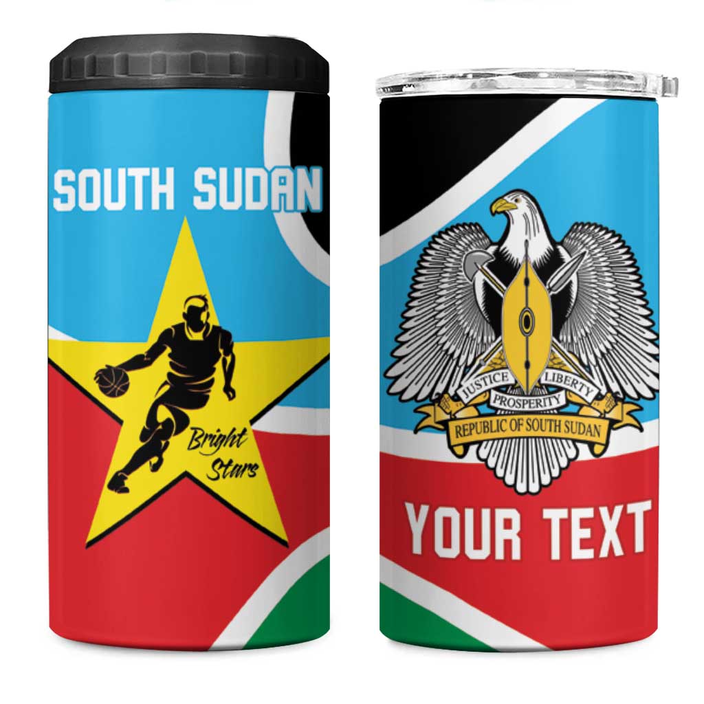 Afro Basketball Custom South Sudan 4 in 1 Can Cooler Tumbler Come On Bright Stars LT14