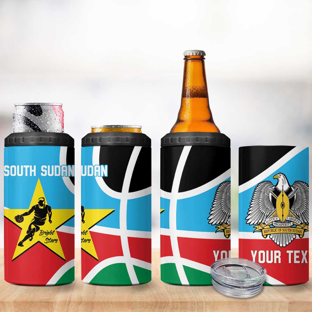 Afro Basketball Custom South Sudan 4 in 1 Can Cooler Tumbler Come On Bright Stars LT14