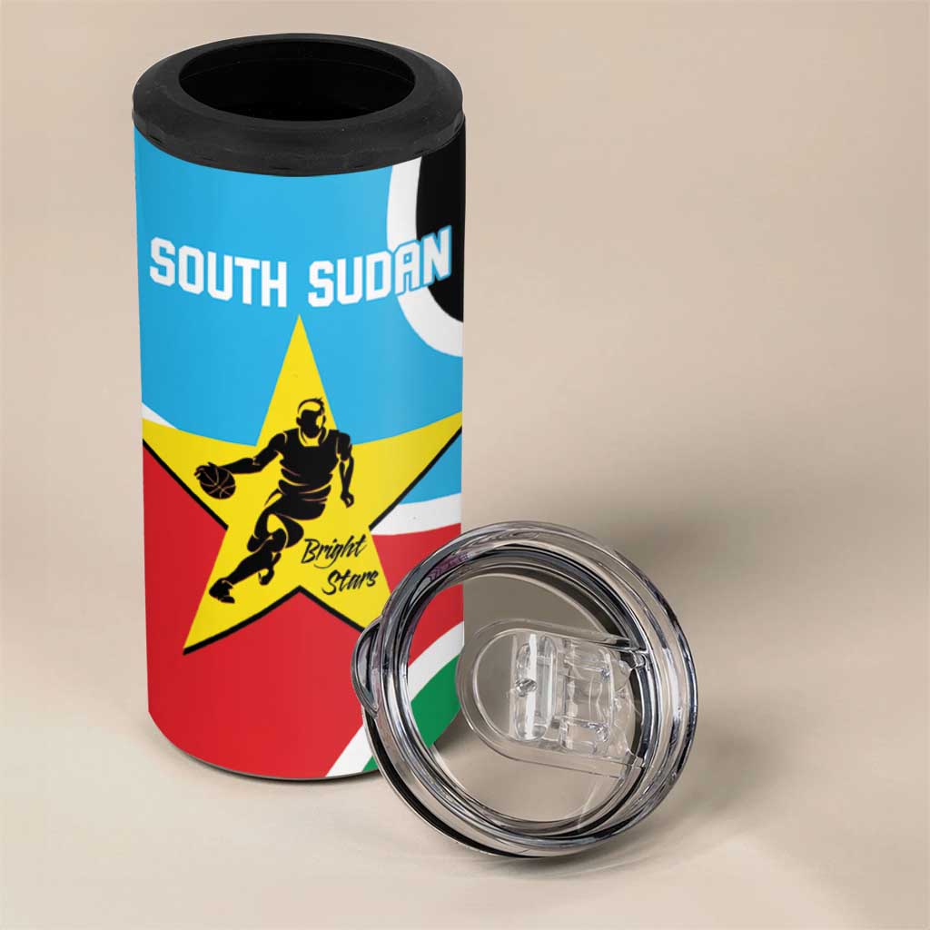 Afro Basketball Custom South Sudan 4 in 1 Can Cooler Tumbler Come On Bright Stars LT14