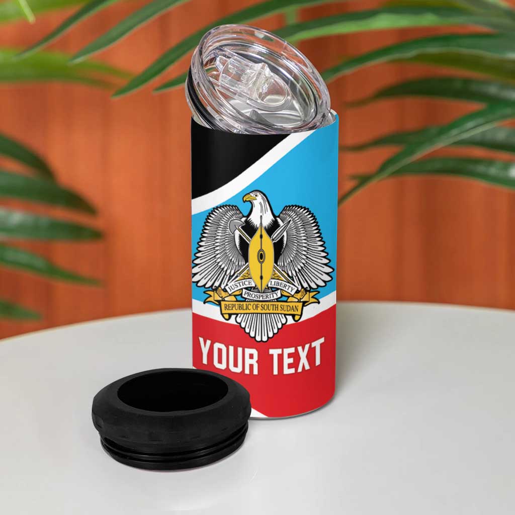 Afro Basketball Custom South Sudan 4 in 1 Can Cooler Tumbler Come On Bright Stars LT14