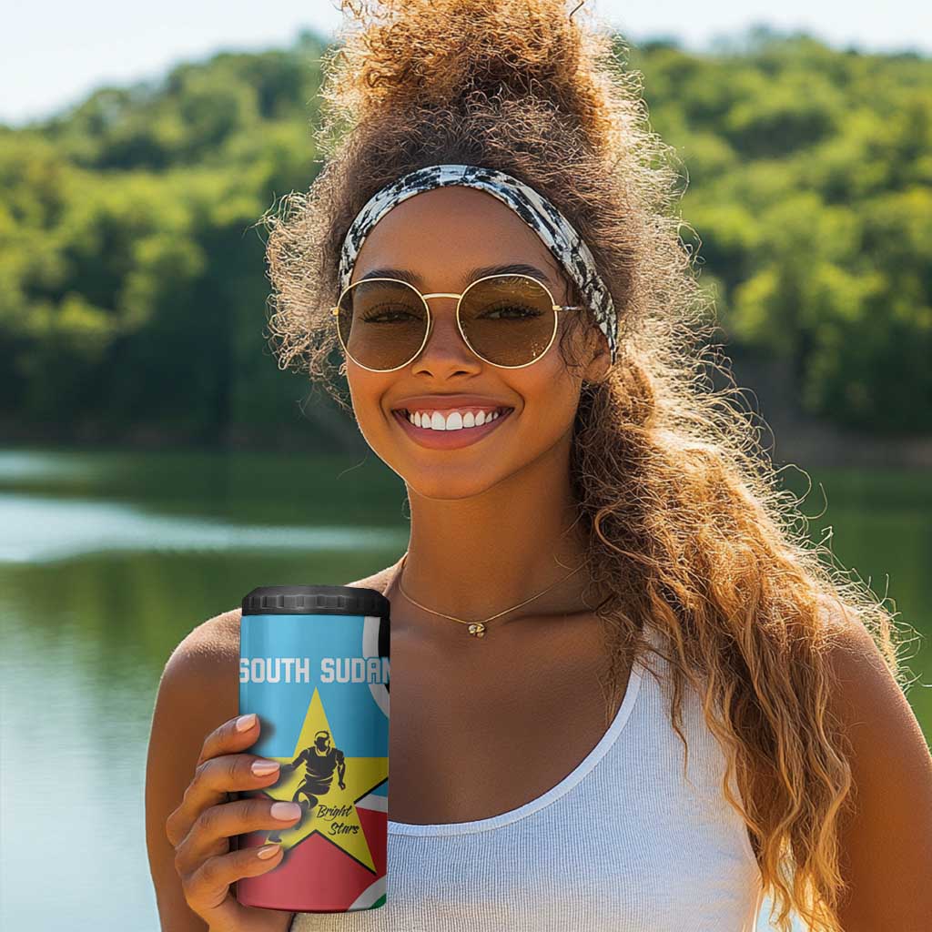 Afro Basketball Custom South Sudan 4 in 1 Can Cooler Tumbler Come On Bright Stars LT14