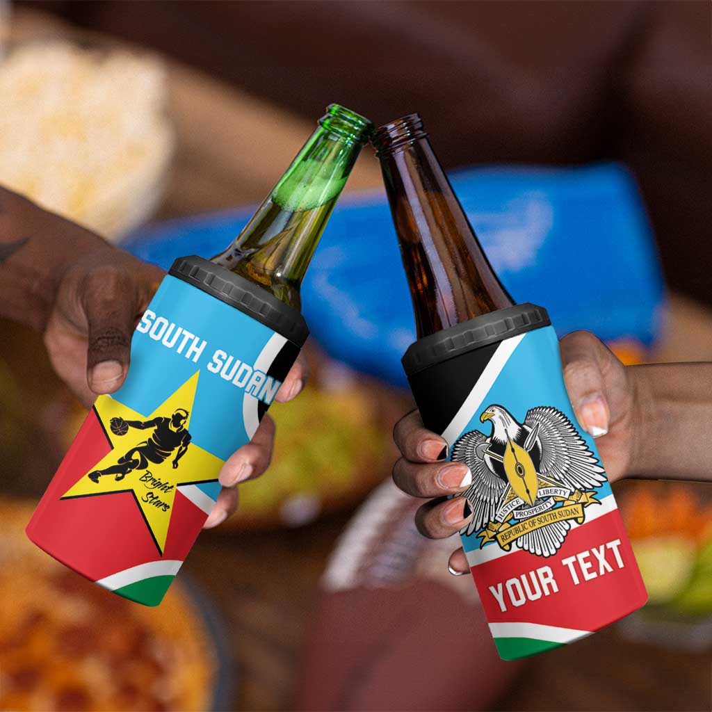 Afro Basketball Custom South Sudan 4 in 1 Can Cooler Tumbler Come On Bright Stars LT14