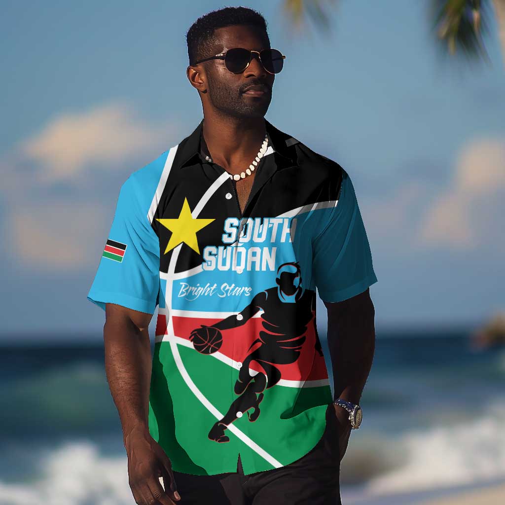 Afro Basketball Custom South Sudan Hawaiian Shirt Come On Bright Stars LT14