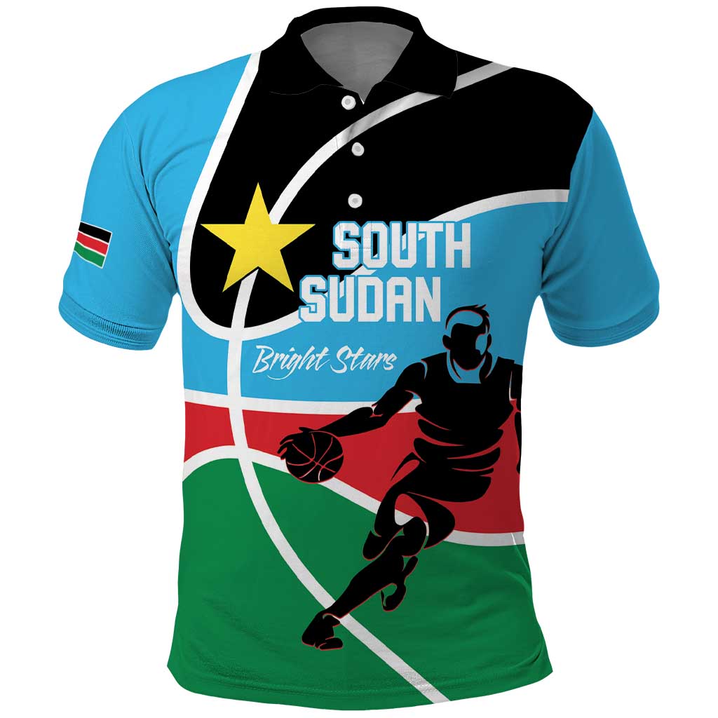 South Sudan Basketball Custom Polo Shirt Come On Bright Stars LT14