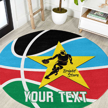 Afro Basketball Custom South Sudan Round Carpet Come On Bright Stars LT14