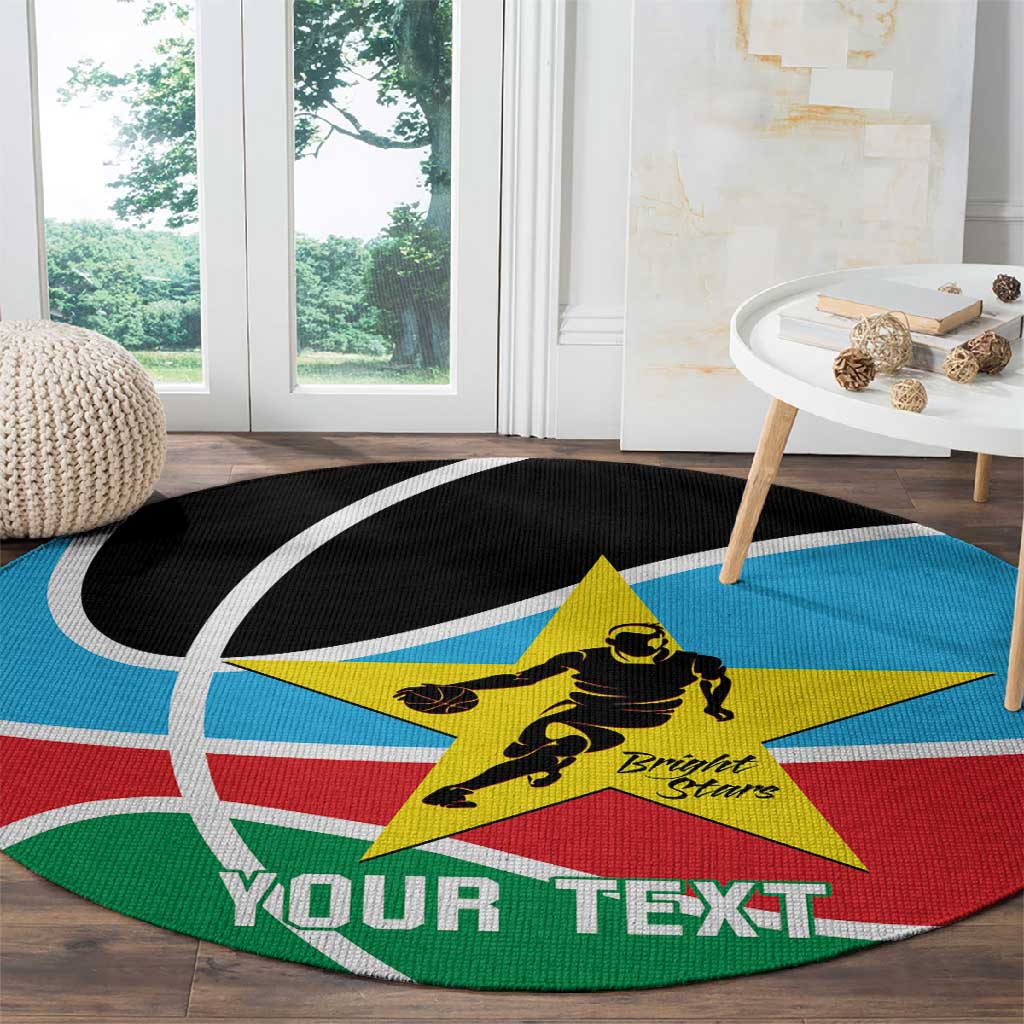 Afro Basketball Custom South Sudan Round Carpet Come On Bright Stars LT14