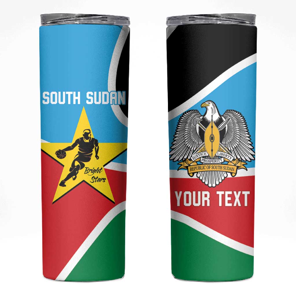 Afro Basketball Custom South Sudan Skinny Tumbler Come On Bright Stars LT14