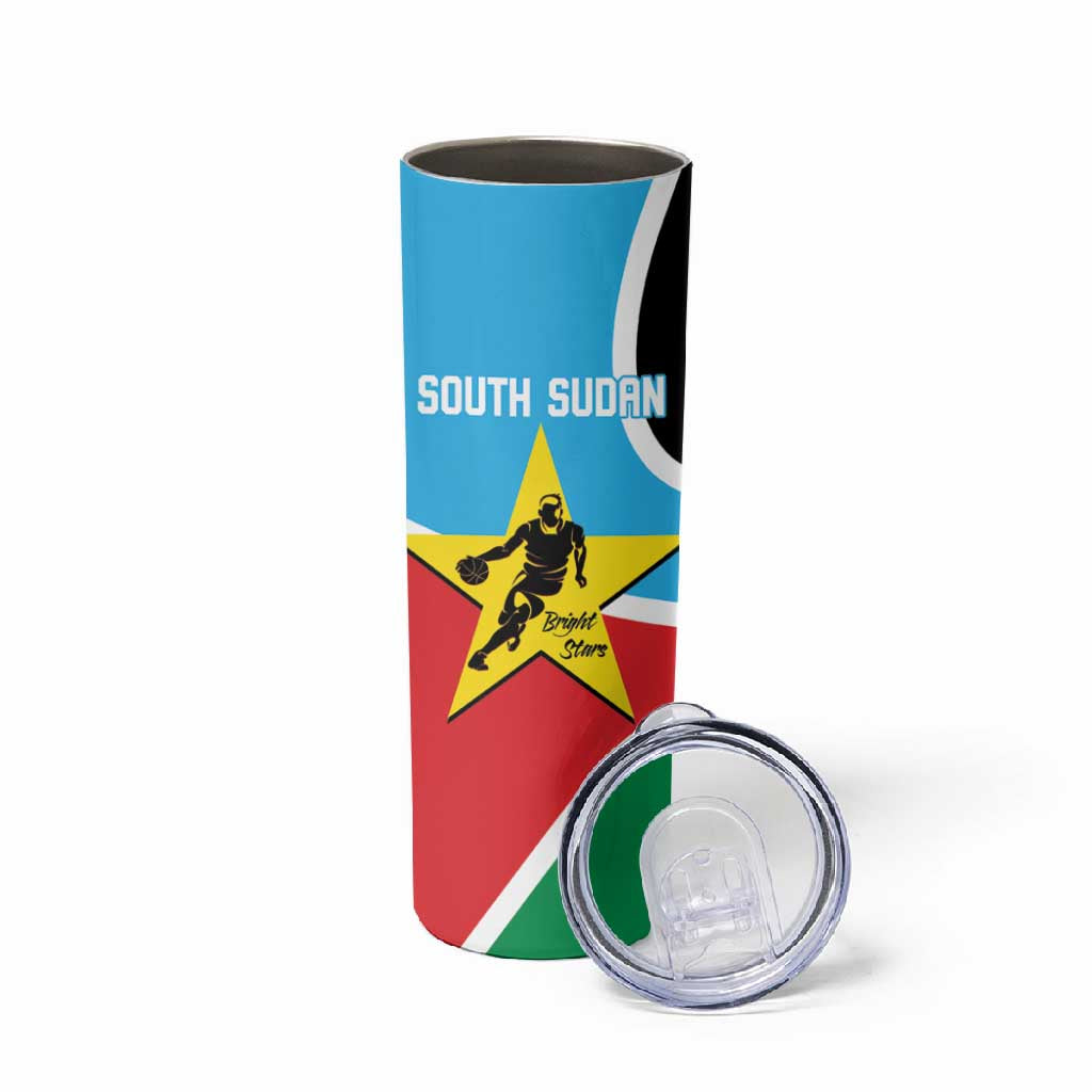 Afro Basketball Custom South Sudan Skinny Tumbler Come On Bright Stars LT14